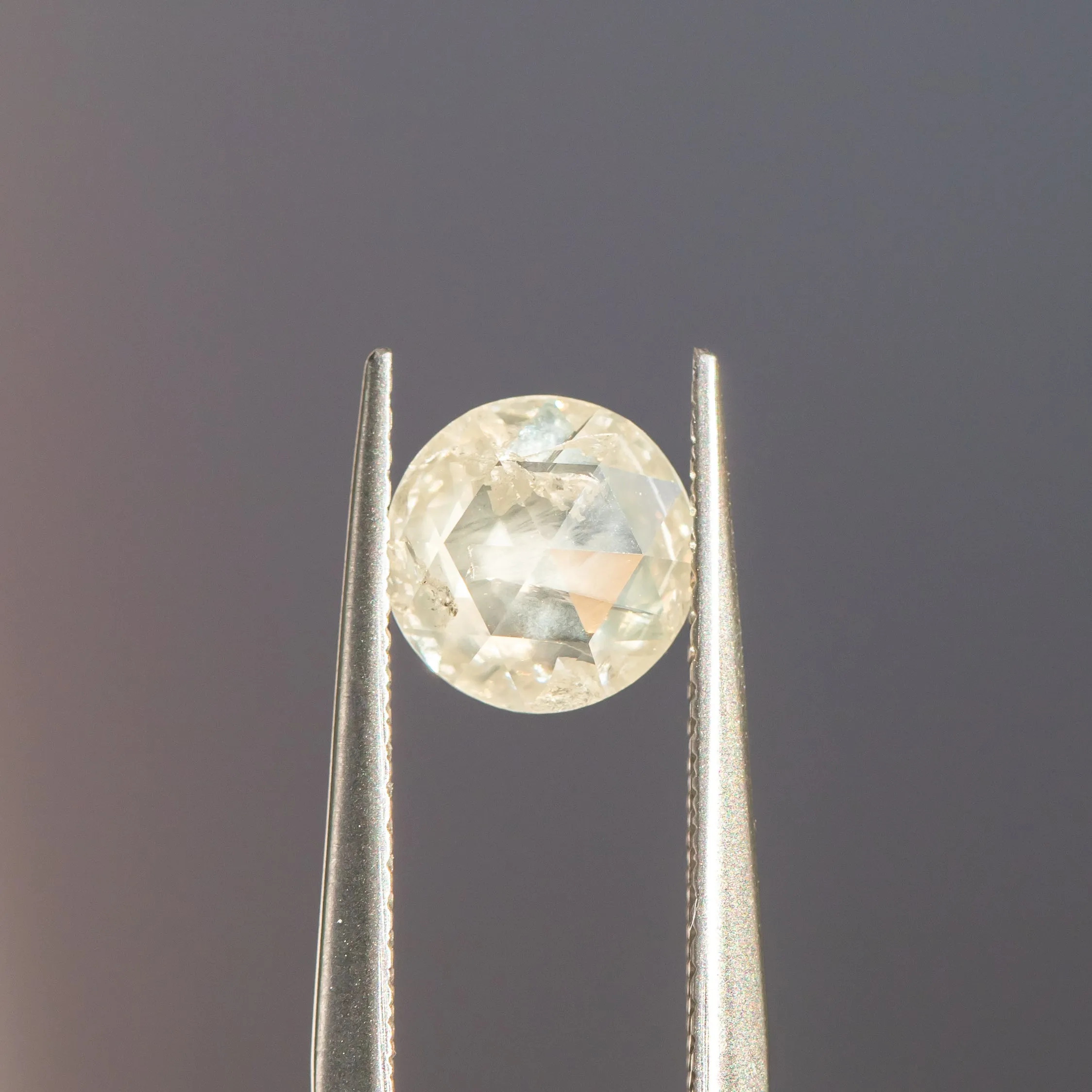 1.15CT ROSECUT SALT AND PEPPER DIAMOND, WHITE GLOW WITH INCLUSIONS, 7.25X7.22X2.60MM