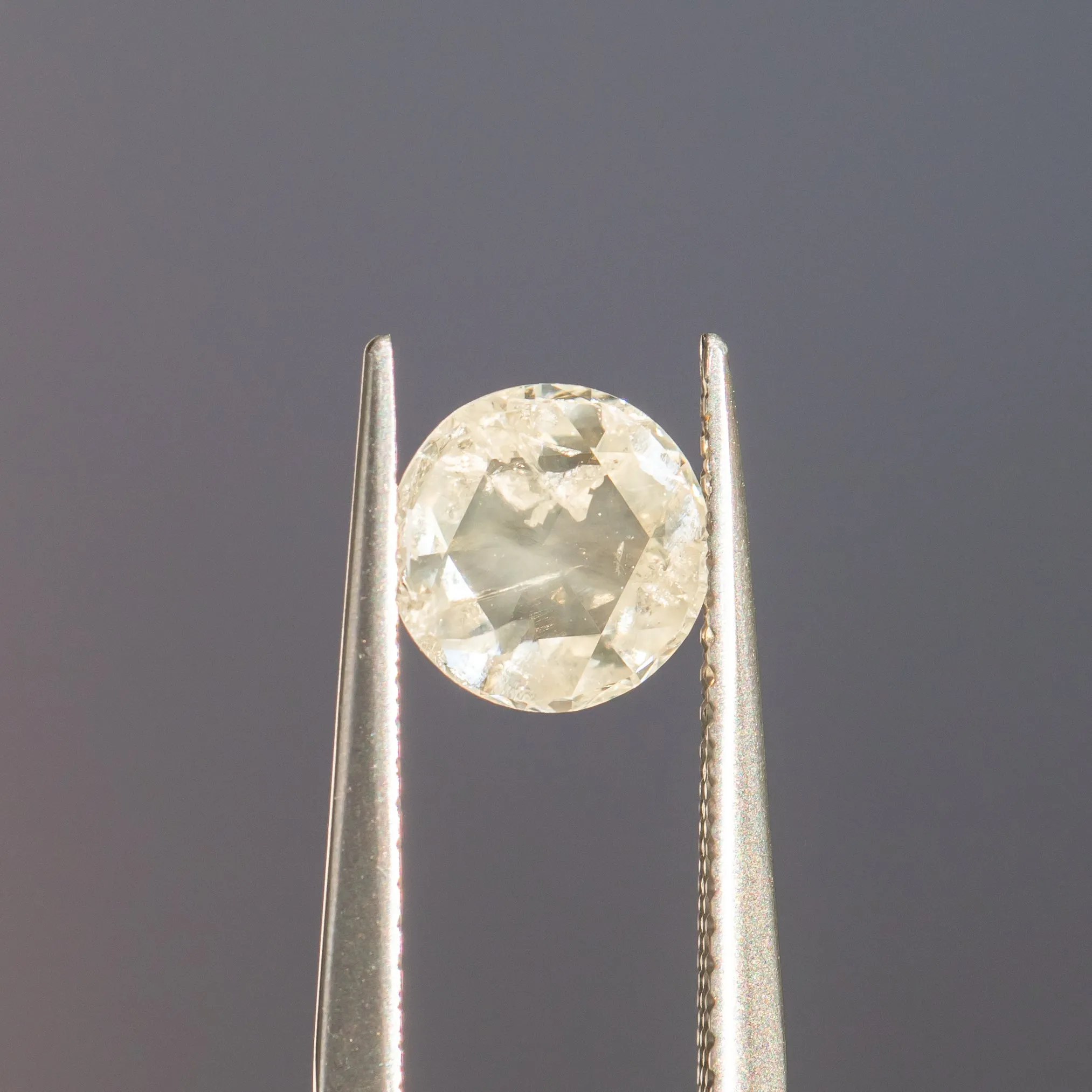 1.15CT ROSECUT SALT AND PEPPER DIAMOND, WHITE GLOW WITH INCLUSIONS, 7.25X7.22X2.60MM