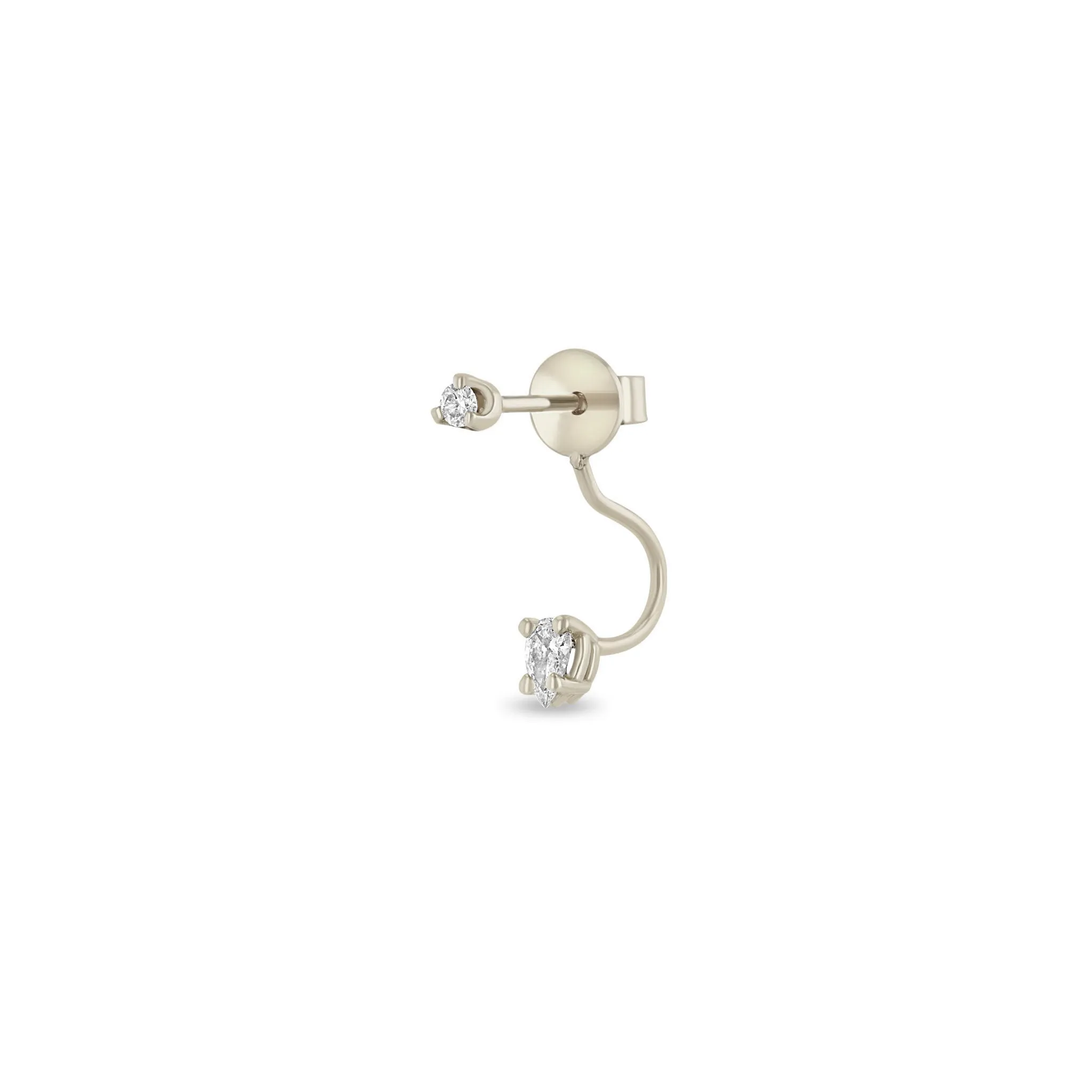 14k Diamond Stud with Pear Diamond Jacket Earring