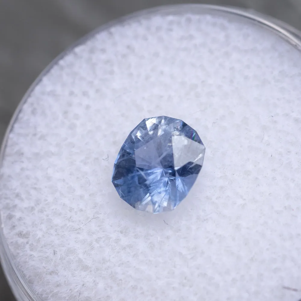 1.68CT PRECISION CUT ELONGATED FANCY CUSHION MONTANA SAPPHIRE, CEYLON CORNFLOWER BLUE, 7.2X6X4.1MM