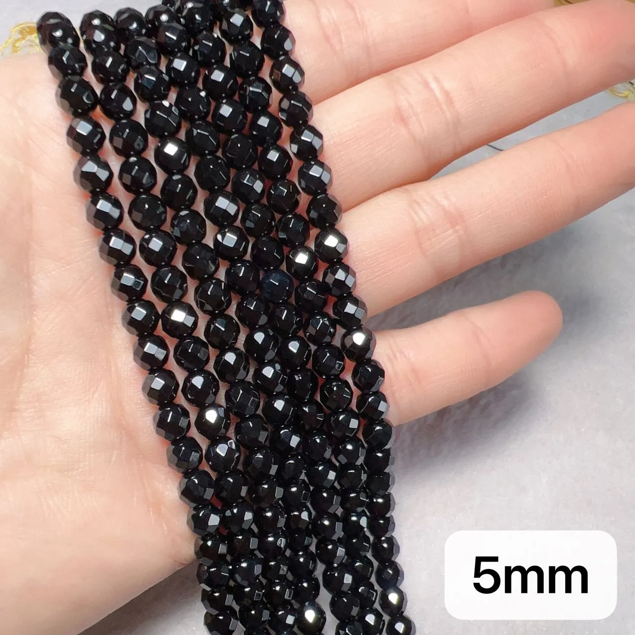 3mm 4mm 5mm Heated Black Onyx Faceted Round Bead Strands for DIY Jewelry Project