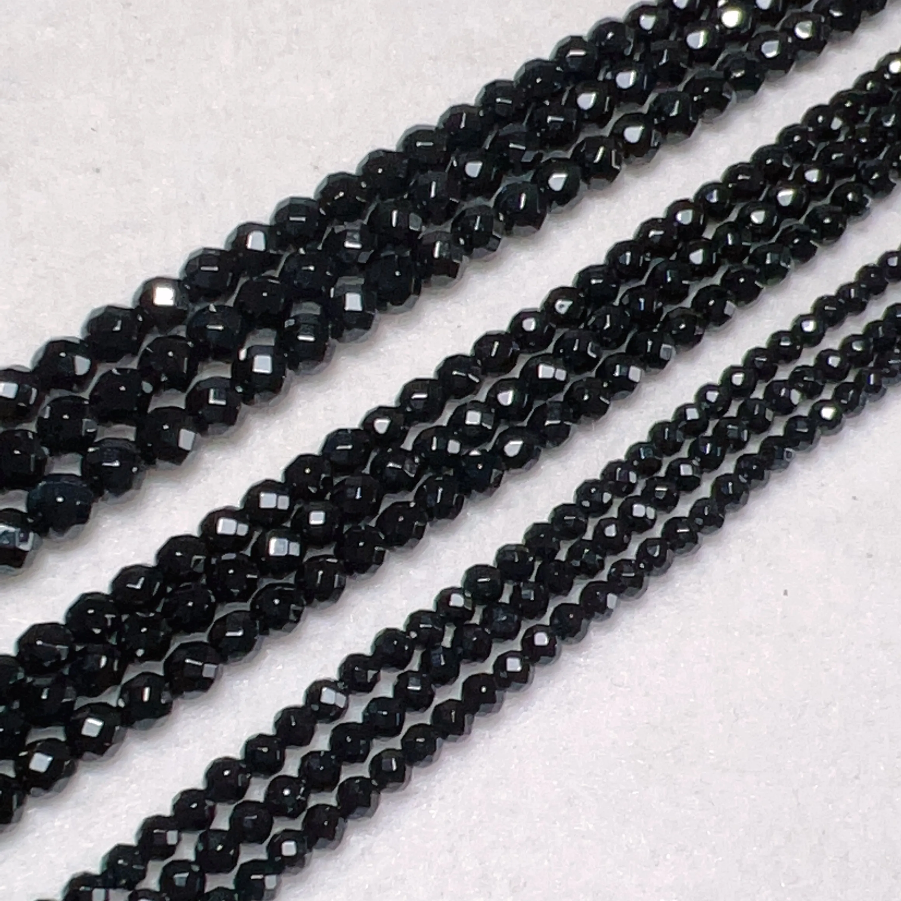 3mm 4mm 5mm Heated Black Onyx Faceted Round Bead Strands for DIY Jewelry Project