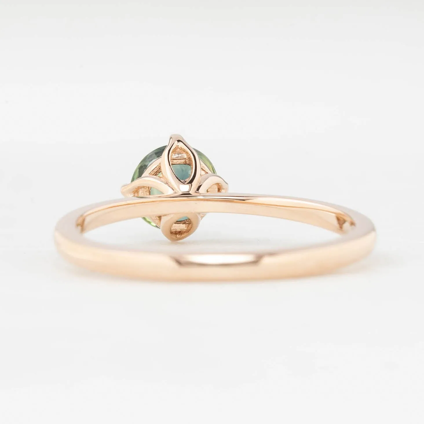 Alice Ring 0.73ct Peacock Green Queensland Sapphire Ring, 14k Rose Gold (One of a kind)