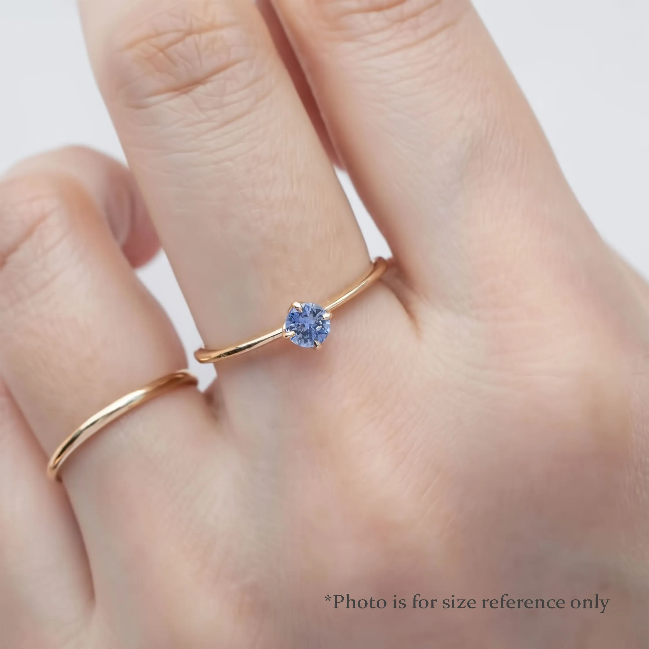 Alice Ring 4mm 0.30ct Blue Ceylon Sapphire, 14k White Gold