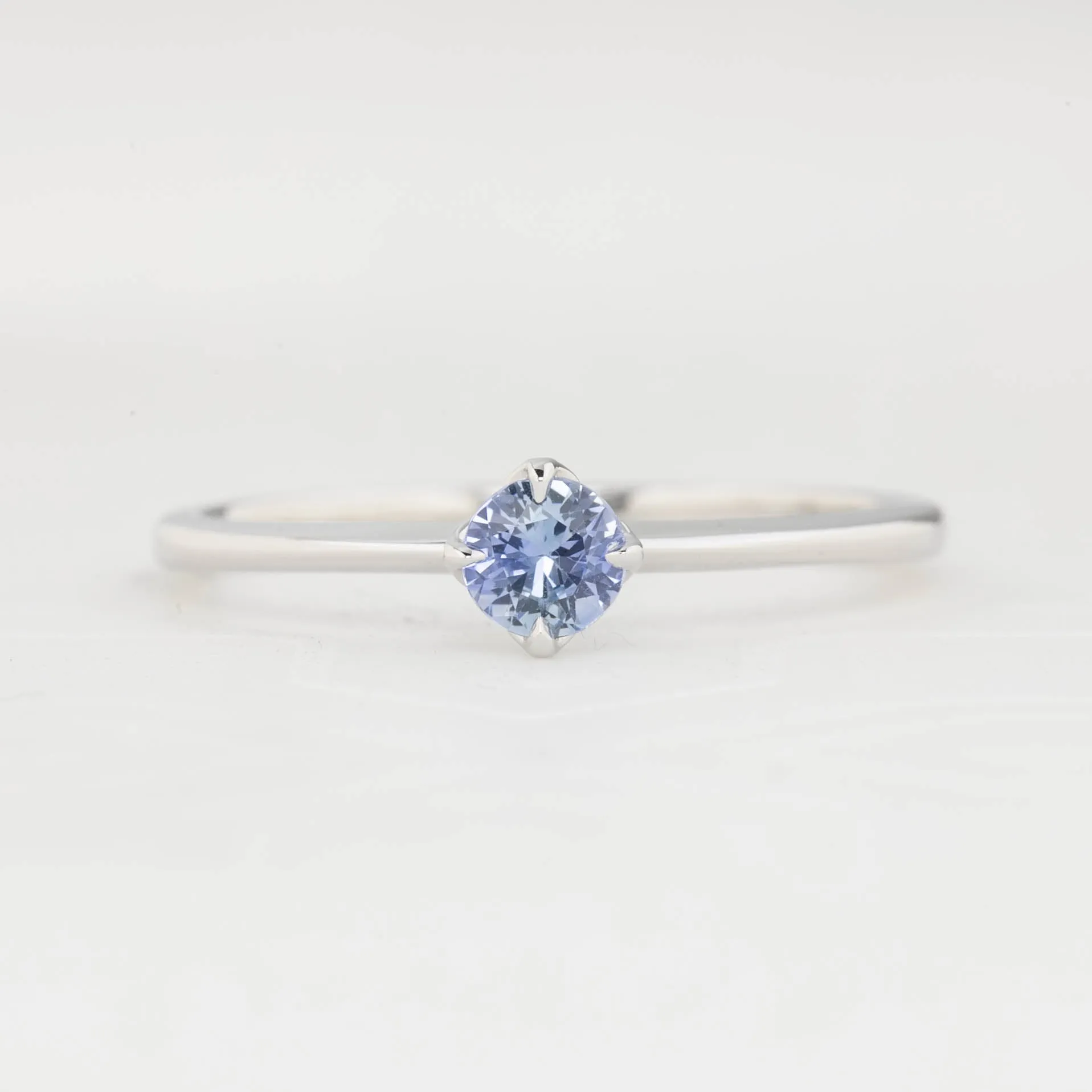 Alice Ring 4mm 0.30ct Blue Ceylon Sapphire, 14k White Gold