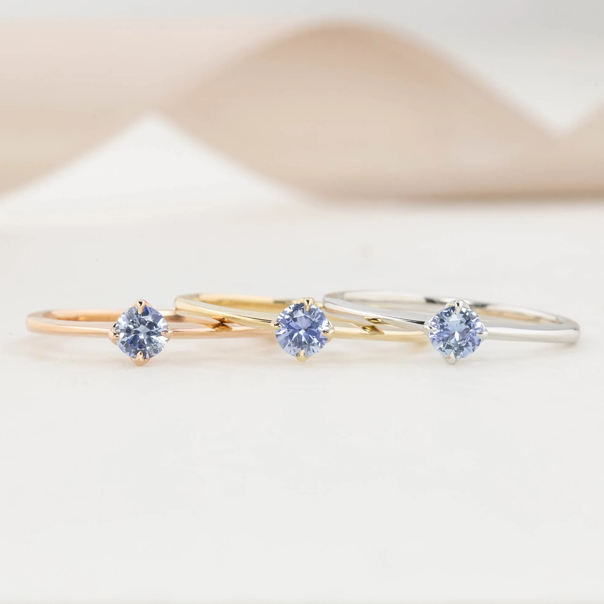 Alice Ring 4mm 0.30ct Blue Ceylon Sapphire, 14k White Gold