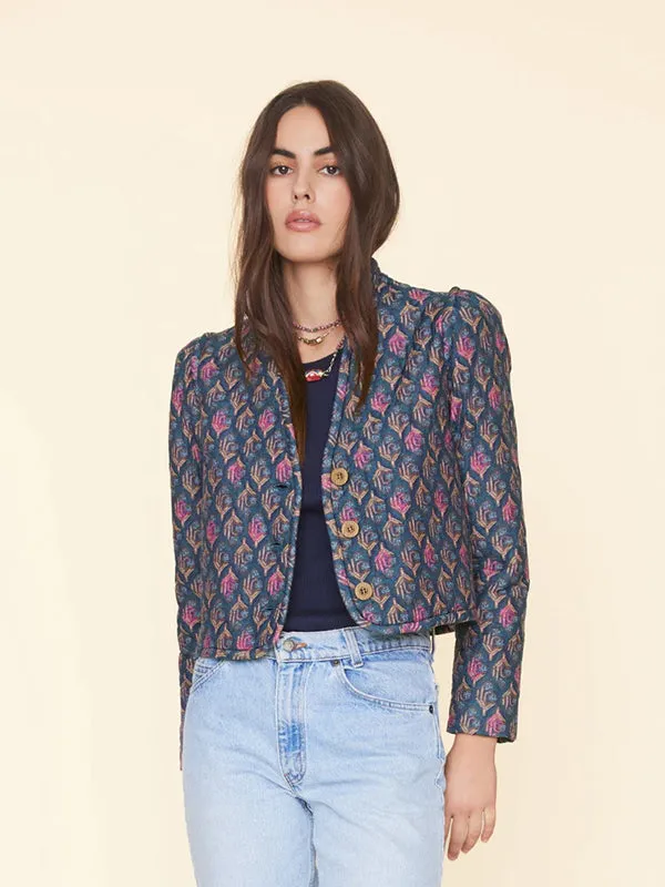 Ani Quilted Jacket in Navy Posey