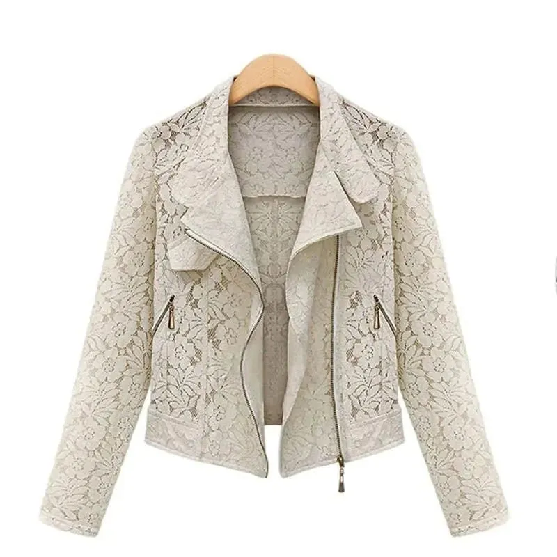 Autumn Lace Biker Jacket: High-Quality