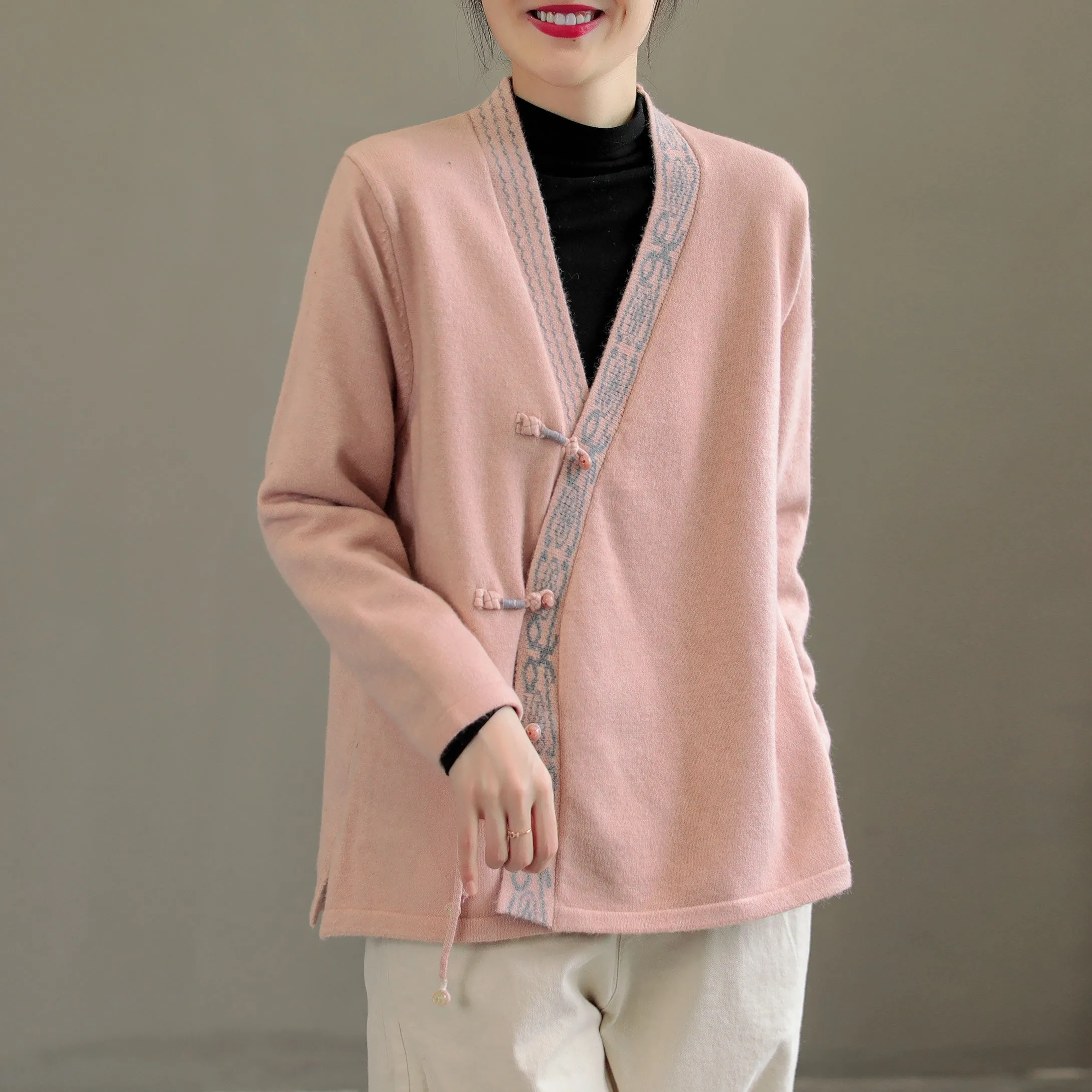 Autumn Retro Irregular Knitted Jacket For Women