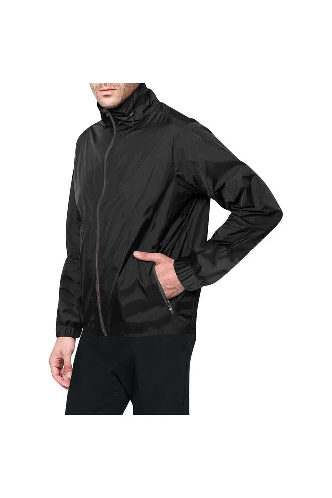 Black Solid All Over Print Windbreaker for Men (Model H23)