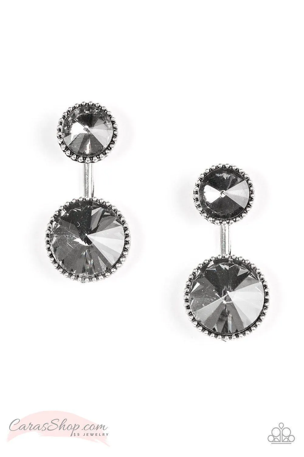 Bling Squad - Silver Gem Double-sided Post Earrings - Paparazzi Accessories