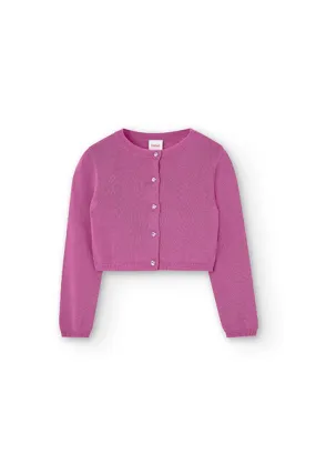 Boboli tricot jacket for girls with button detail 726364-3805 orchid