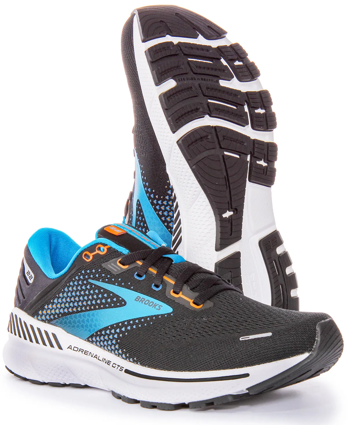 Brooks Adrenaline GTS In Black Blue For Men