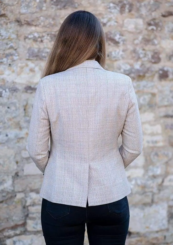 Cavani Caridi Beige Check Women's Blazer