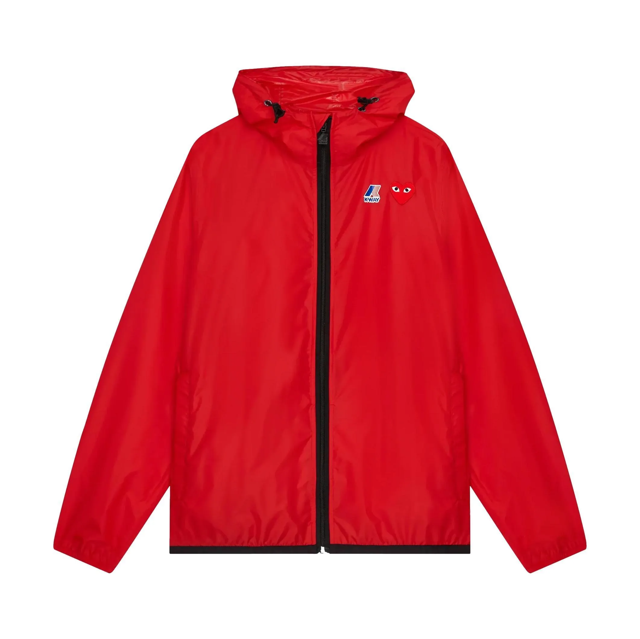 CDG PLAY KWAY HOODED JACKET RED