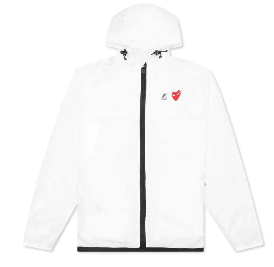 CDG PLAY X K-WAY LE VRAI ZIP JACKET - WHITE