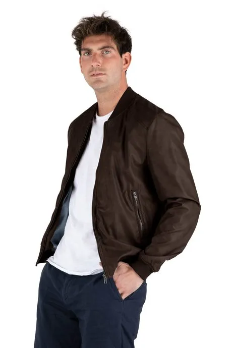 Censured Men's JMLORD T FDUL 10 Brown Faux Leather Bomber Jacket