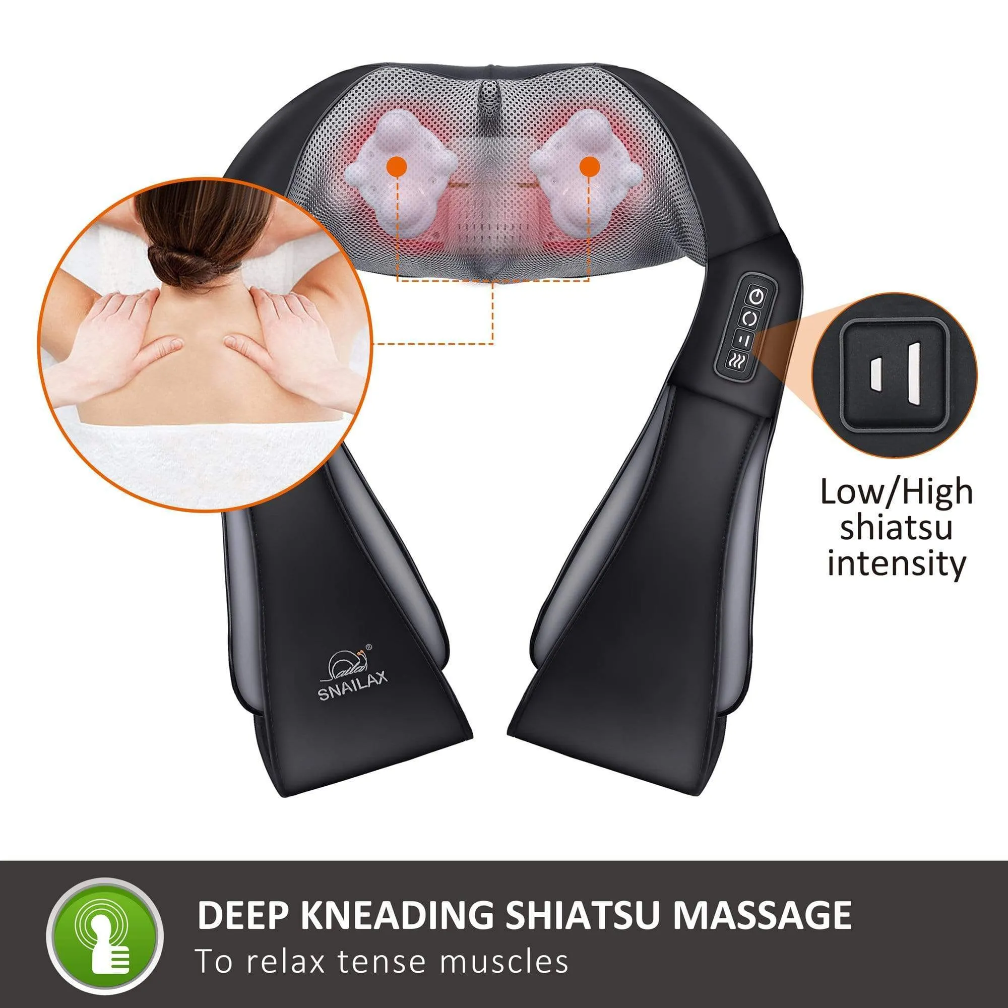 Certified Refurbished - Neck Massager with Heat -Shiatsu Back Massager,Neck and Shoulder Massager with 3D Roller - 632N-USED