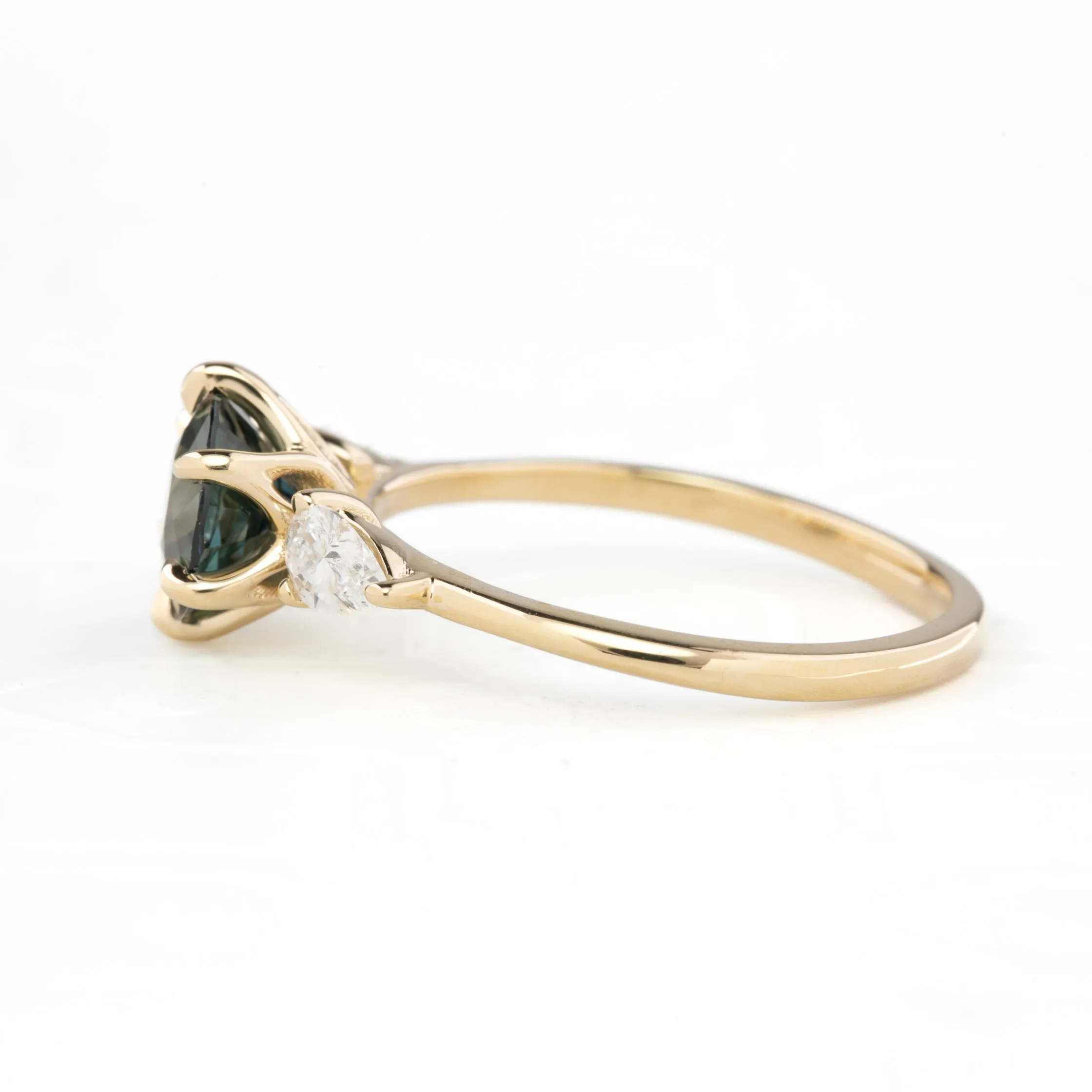 Claire Ring 1.55ct Teal Blue Australian Sapphire, 14k Yellow Gold (One of a kind)