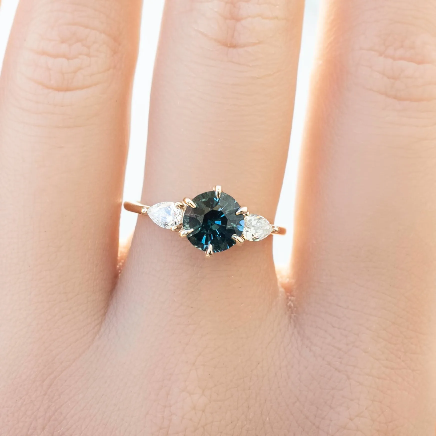 Claire Ring 1.55ct Teal Blue Australian Sapphire, 14k Yellow Gold (One of a kind)