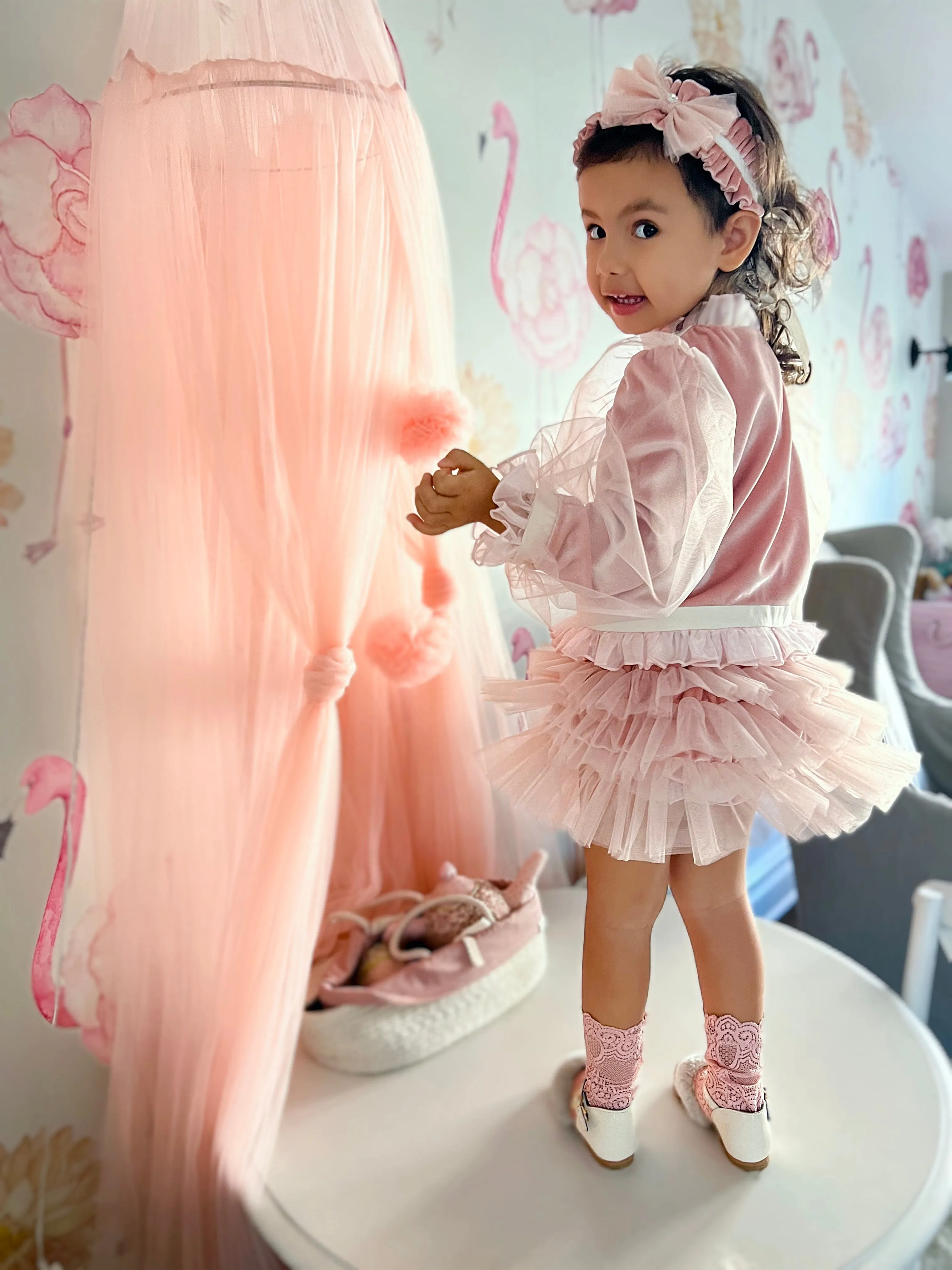 Clara Pink Velour Jacket and Bloomers Set