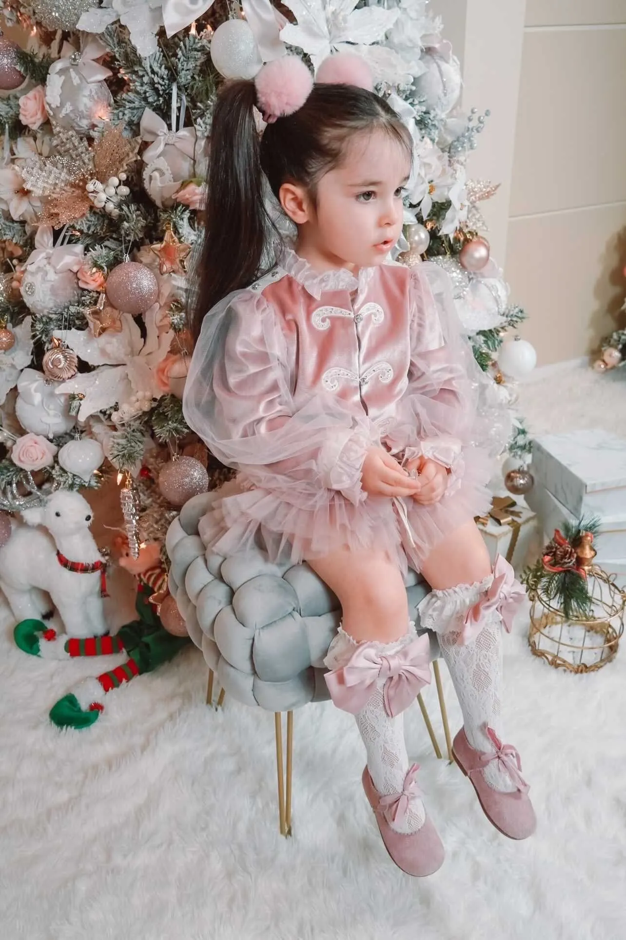 Clara Pink Velour Jacket and Bloomers Set