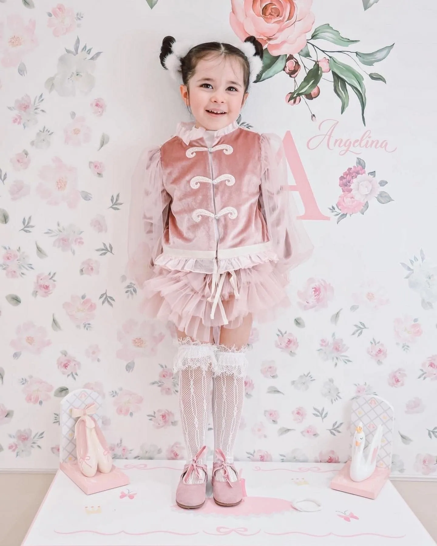 Clara Pink Velour Jacket and Bloomers Set