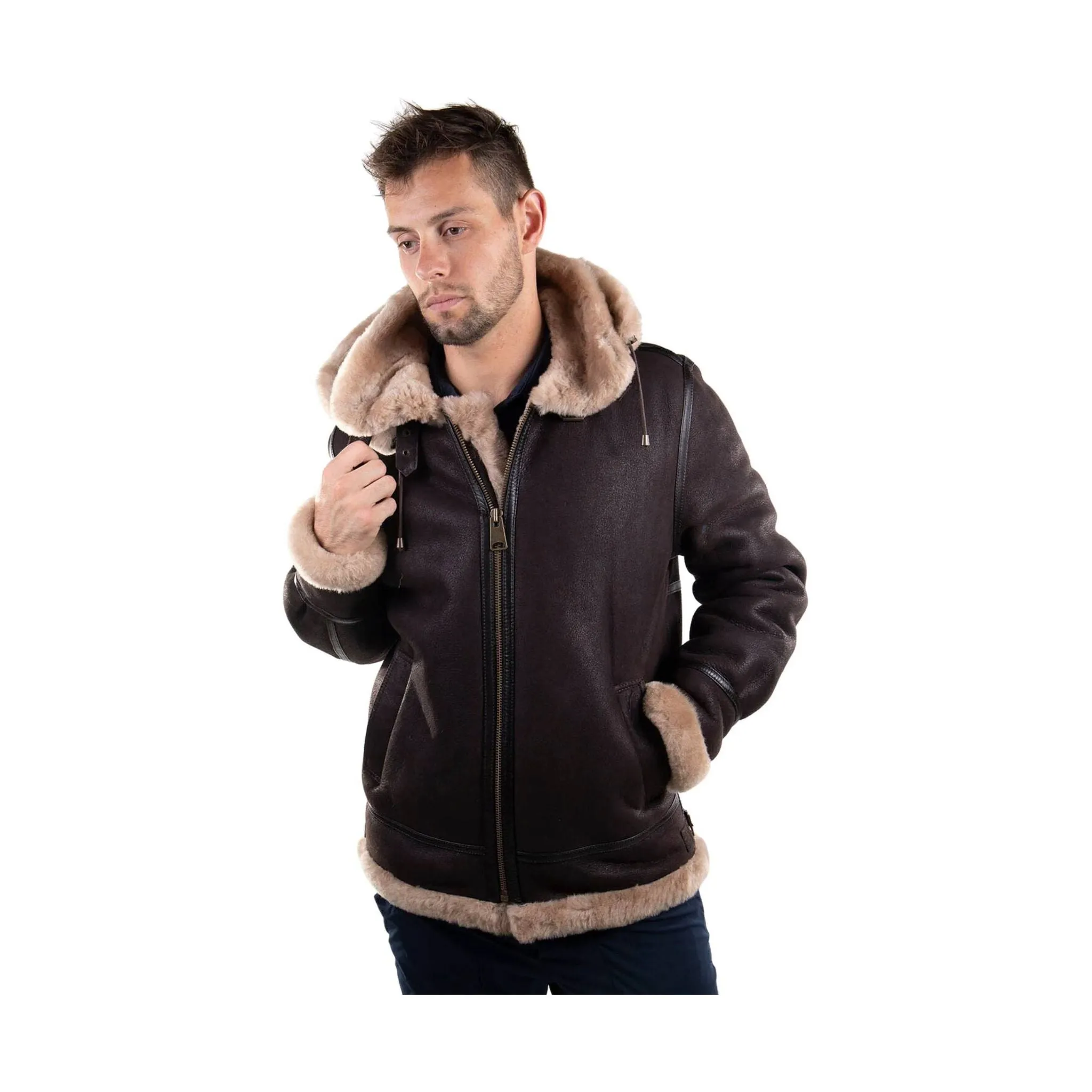 Cloud Nine Men's Sheepskin Bomber Jacket - Espresso