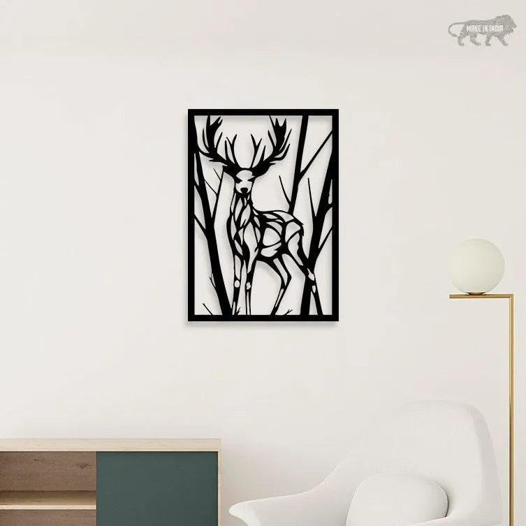 Deer In Forest Metal Wall Art