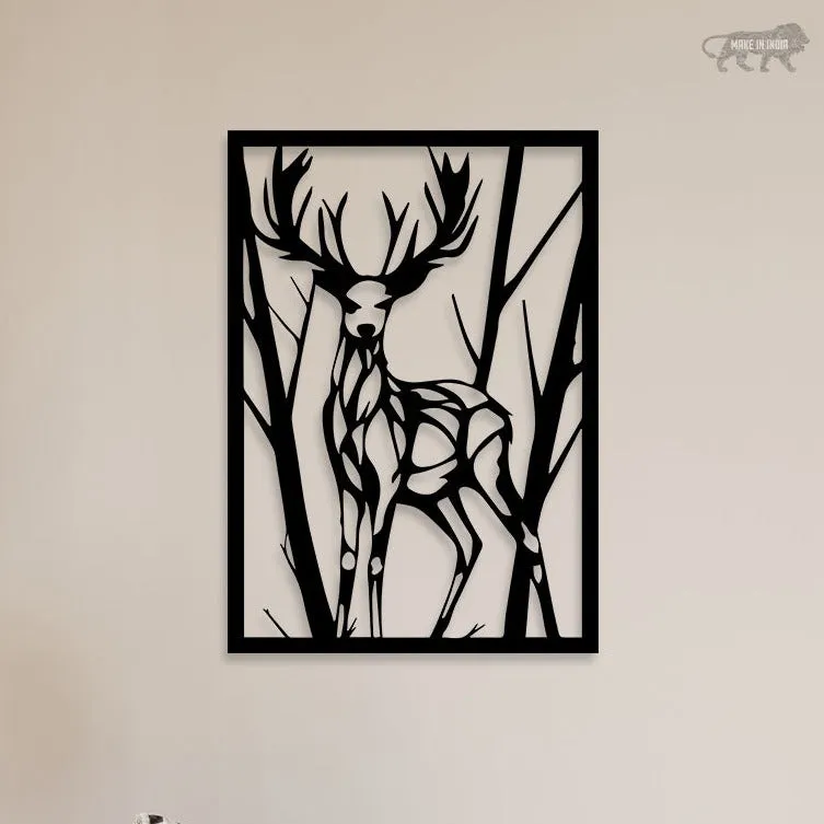 Deer In Forest Metal Wall Art