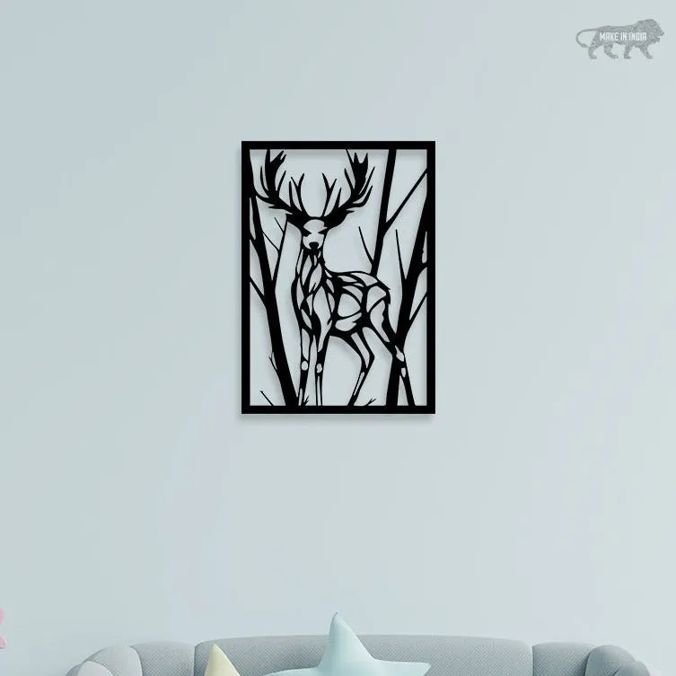 Deer In Forest Metal Wall Art