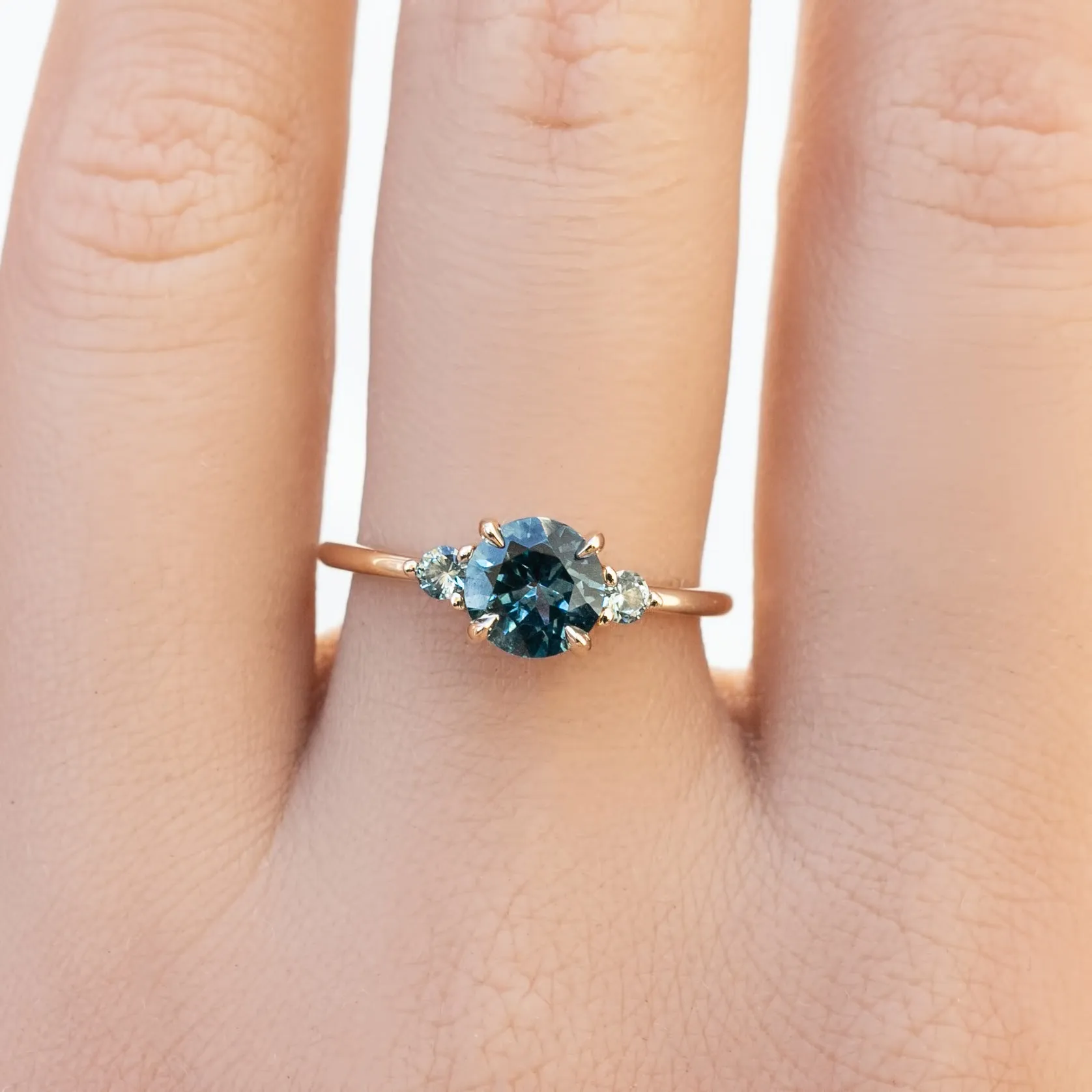 Emilie Grand Ring 1.19ct Teal Blue Montana Sapphire, 14k Yellow Gold (One of a kind)