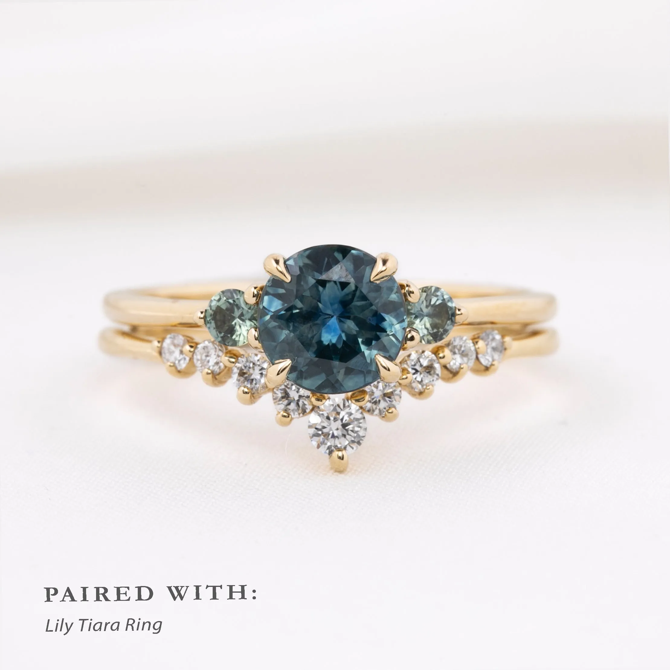 Emilie Grand Ring 1.19ct Teal Blue Montana Sapphire, 14k Yellow Gold (One of a kind)