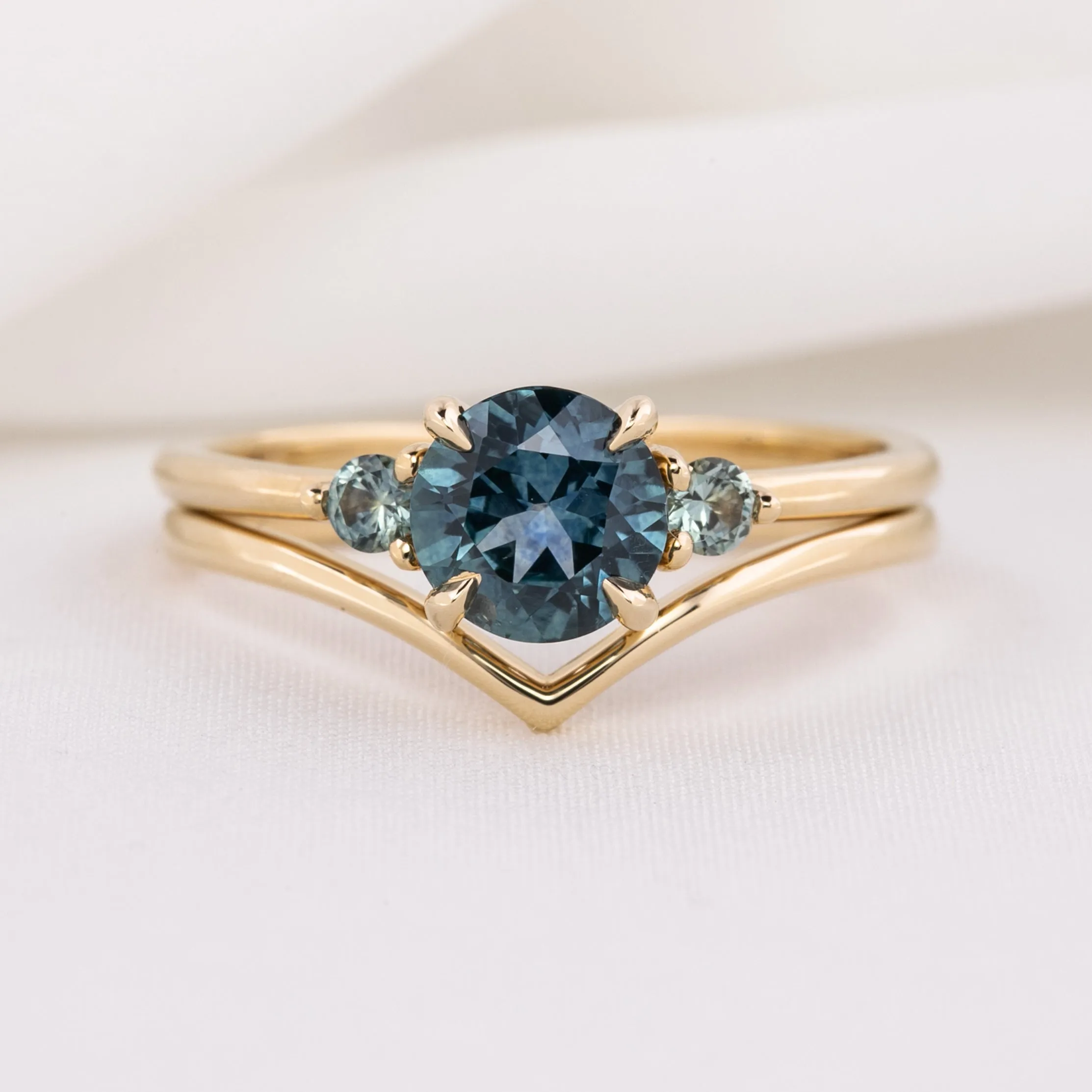 Emilie Grand Ring 1.19ct Teal Blue Montana Sapphire, 14k Yellow Gold (One of a kind)