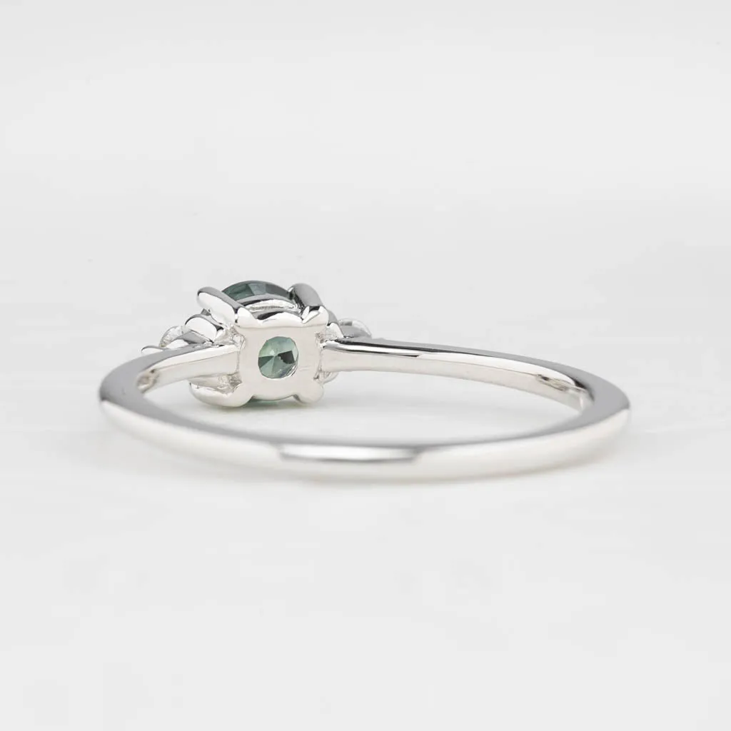 Emilie Ring 5mm 0.60ct Green Montana Sapphire 14K White Gold