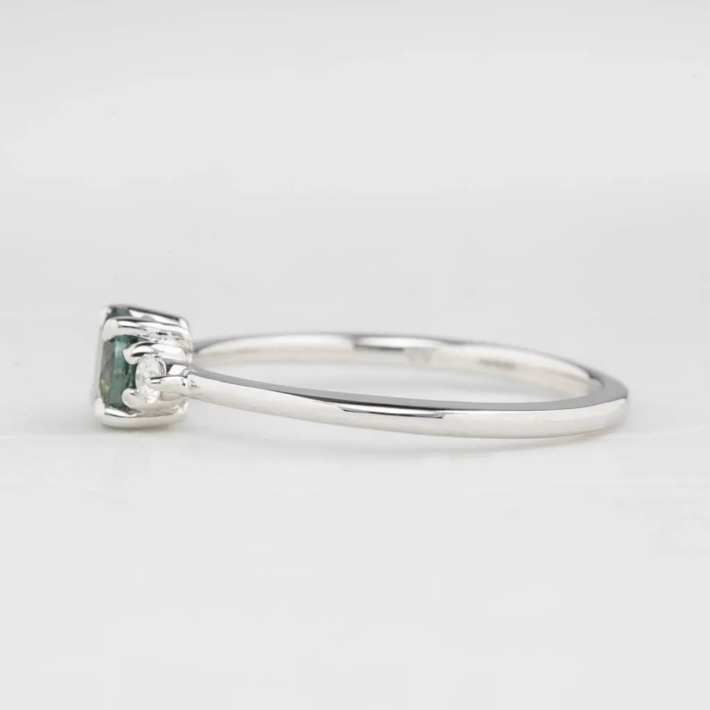 Emilie Ring 5mm 0.60ct Green Montana Sapphire 14K White Gold