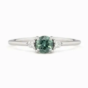 Emilie Ring 5mm 0.60ct Green Montana Sapphire 14K White Gold