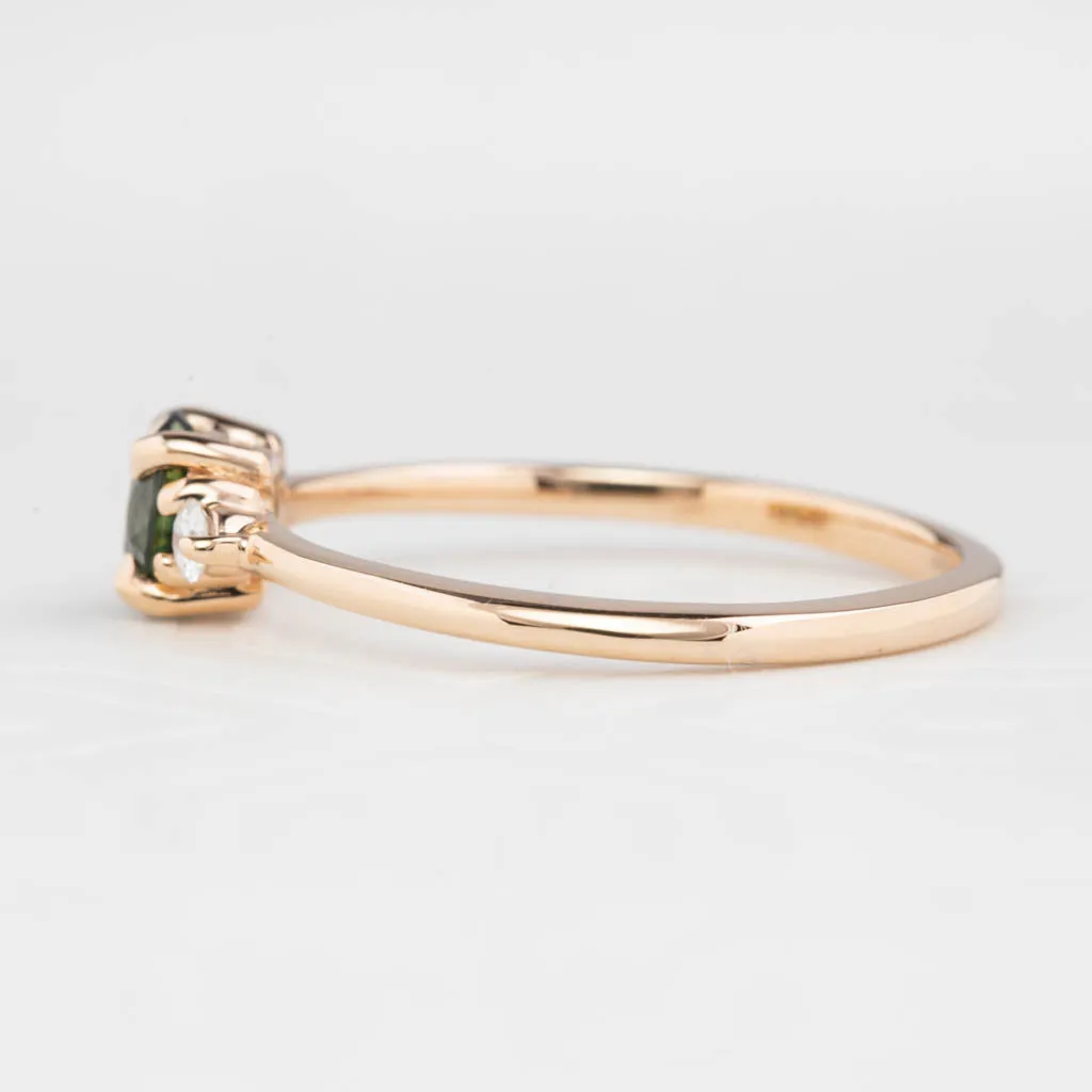 Emilie Ring 5mm 0.60ct Green Queensland Sapphire 14K Rose Gold