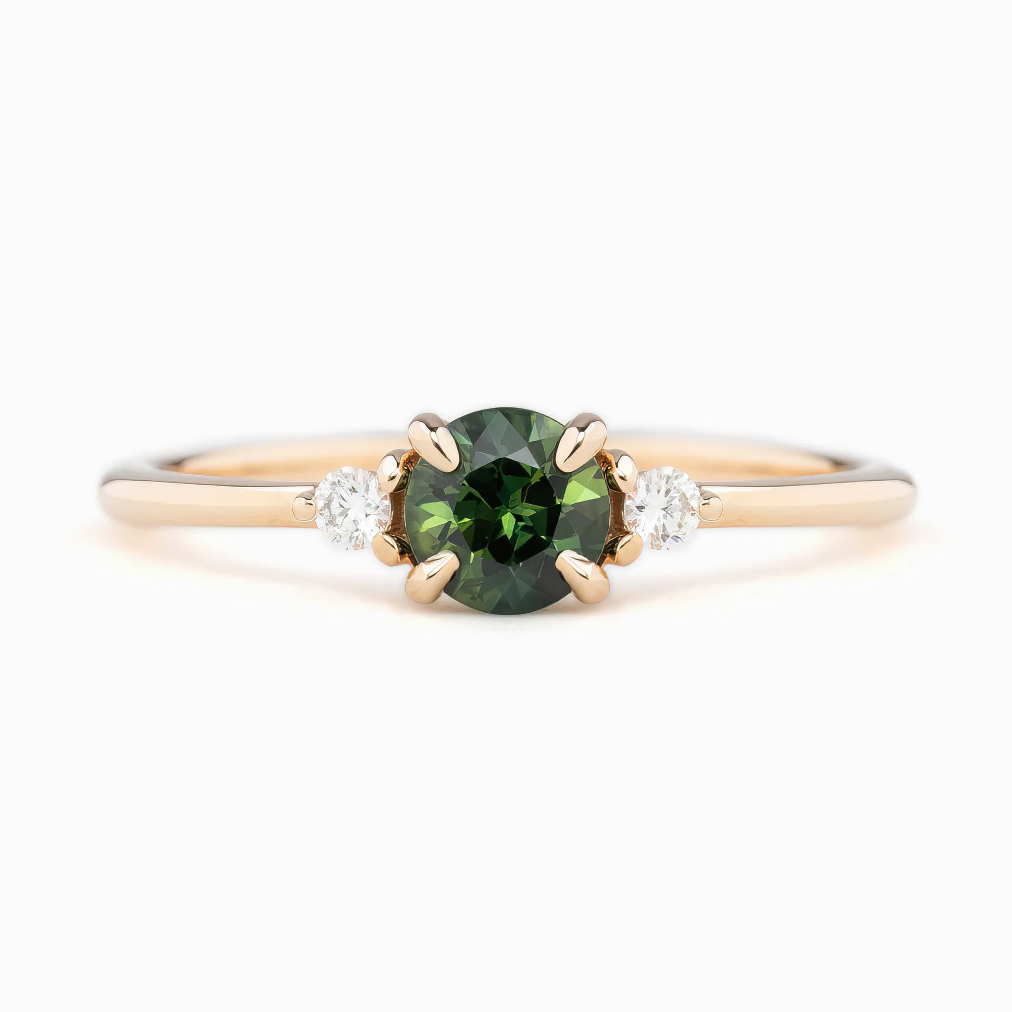 Emilie Ring 5mm 0.60ct Green Queensland Sapphire 14K Rose Gold