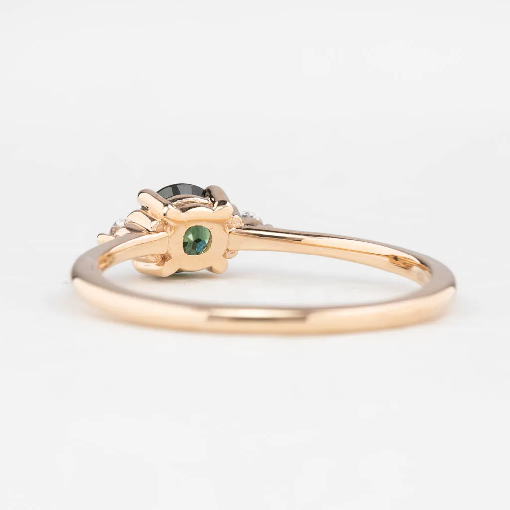 Emilie Ring 5mm 0.60ct Green Queensland Sapphire 14K Rose Gold