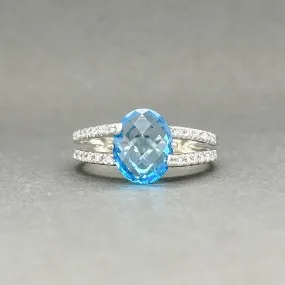 Estate 14K W Gold 2.93ct Blue Topaz & 0.13ctw G-H/SI1-2 Diamond Ring