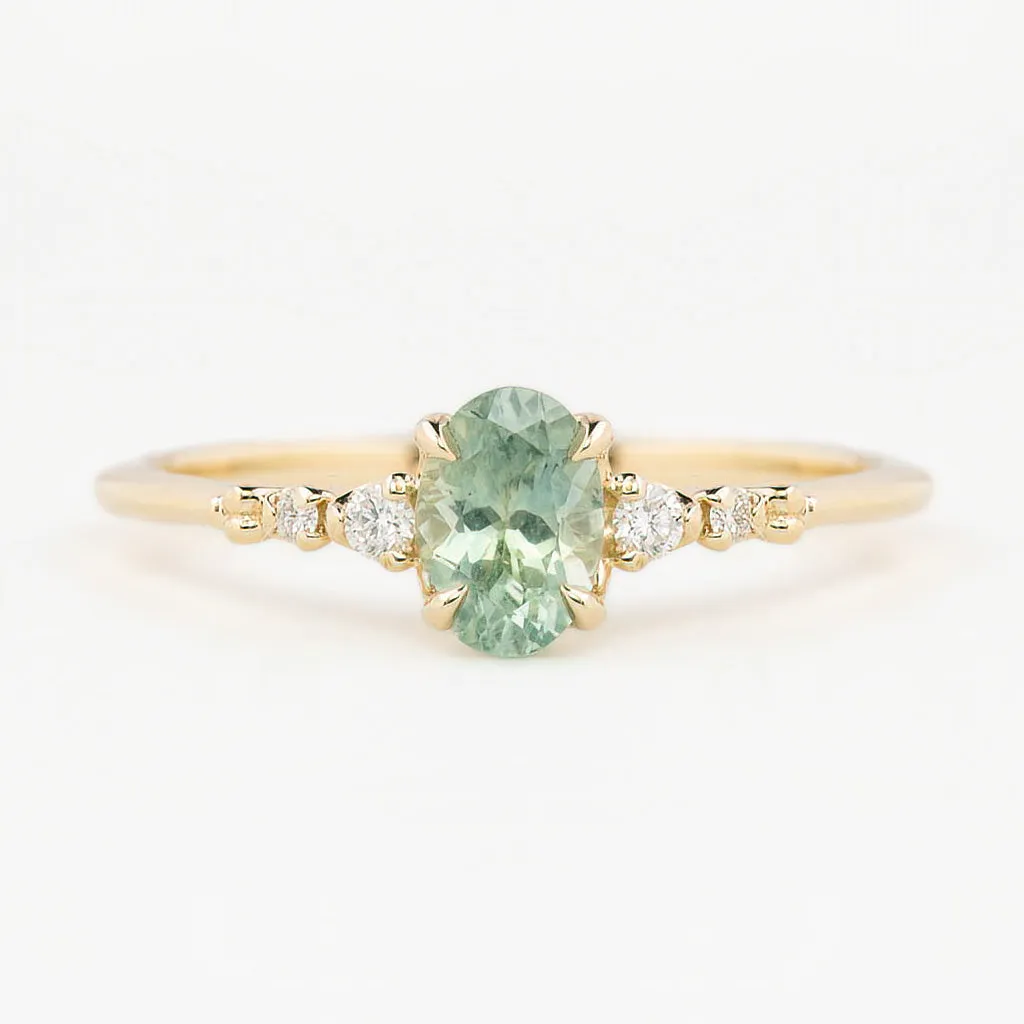 Estel Luxe Ring 0.75ct Mint Green Montana Sapphire, 14K Yellow Gold (One of a kind)