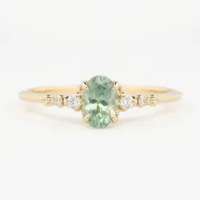 Estel Luxe Ring 0.75ct Mint Green Montana Sapphire, 14K Yellow Gold (One of a kind)