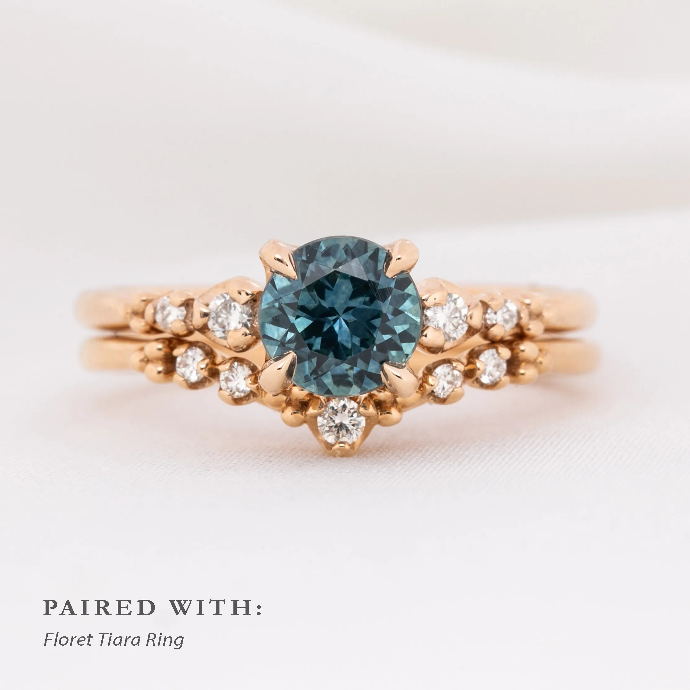 Estel Luxe Ring 1.11ct Teal Blue Green Montana Sapphire, 14k Rose Gold (One of a Kind)