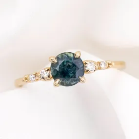 Estel Luxe Ring 1.15ct Deep Teal Blue Montana Sapphire, 14k Yellow Gold (One of a kind)