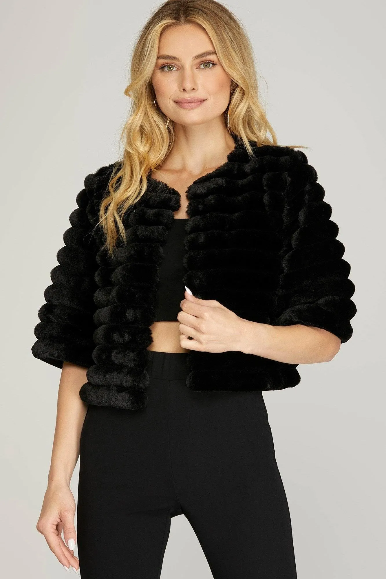 Faux Fur Short Bolero Jacket