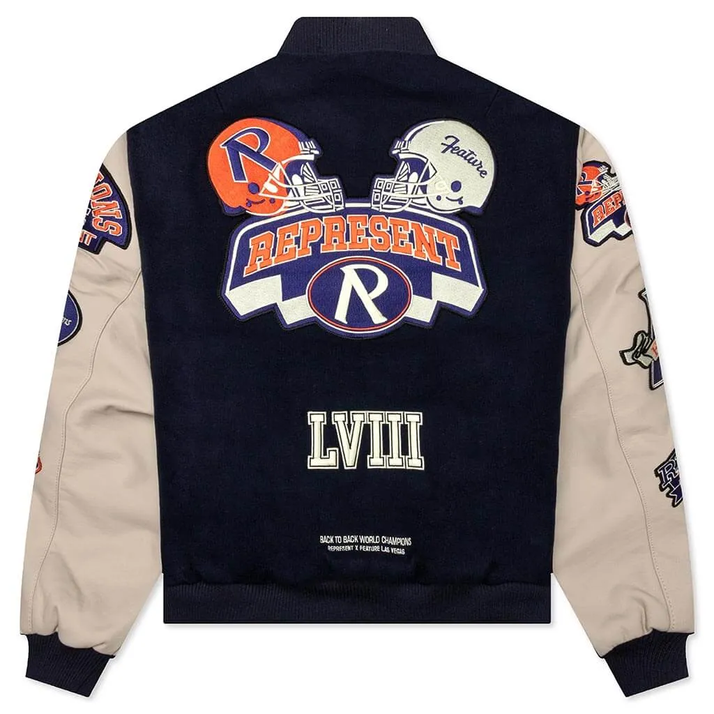 Feature x Represent Champions Varsity Jacket - Midnight Navy