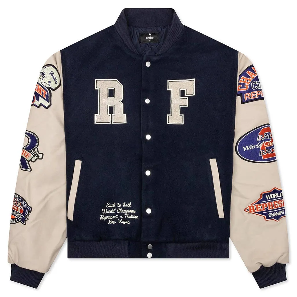 Feature x Represent Champions Varsity Jacket - Midnight Navy