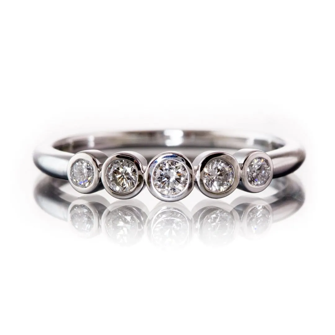 Fiona Band - Graduated Diamond, Ruby or Sapphire Five Bezel Stacking Anniversary Ring