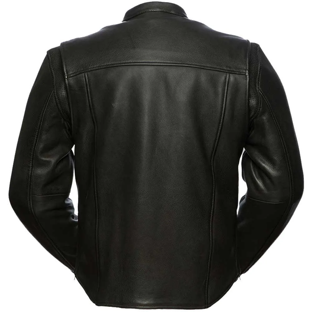 First Mfg Mens Revolt Vented Leather Motorcycle Jacket Size LARGE - Final Sale Ships Same Day